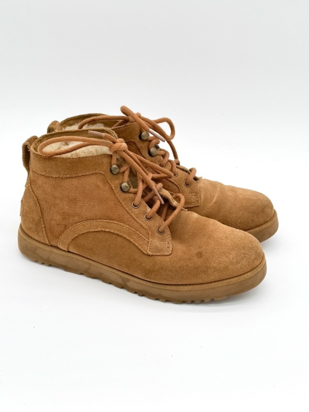 UGG Womens Bethany Chestnut Suede Sheepskin Lace Up Ankle Booties Shoes Size 8
